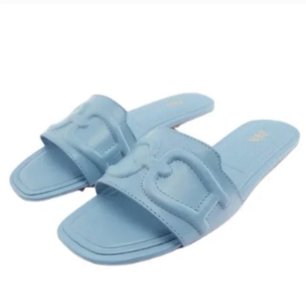Zara Blue Slide Sandals